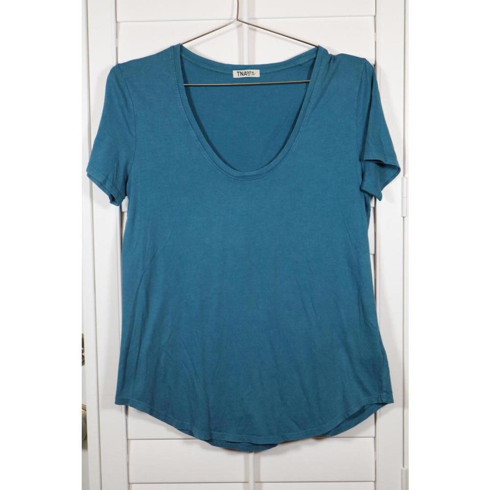 TNA teal short sleeve top size Medium
